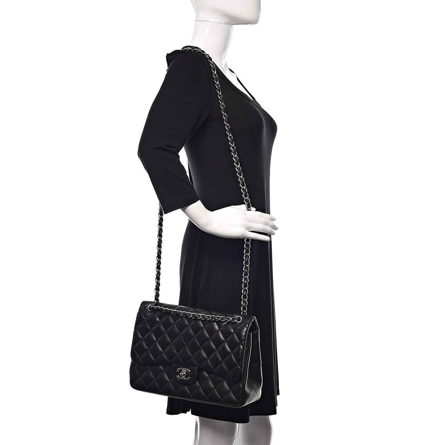 Chanel Lambskin Quilted Jumbo Double Flap Black 2 of 11