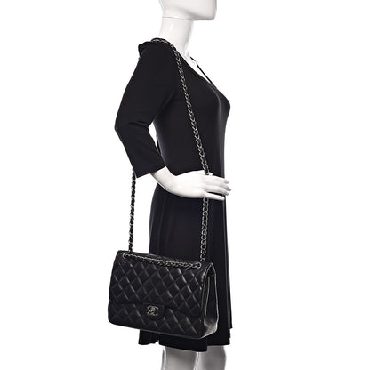 Chanel Lambskin Quilted Jumbo Double Flap Black 2 of 11