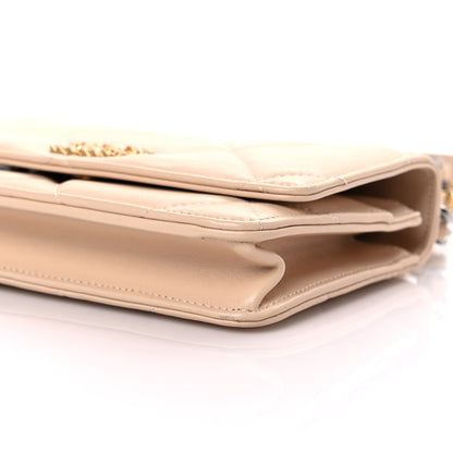 Chanel Lambskin Quilted Chanel 19 Wallet On Chain WOC Beige 10 of 14
