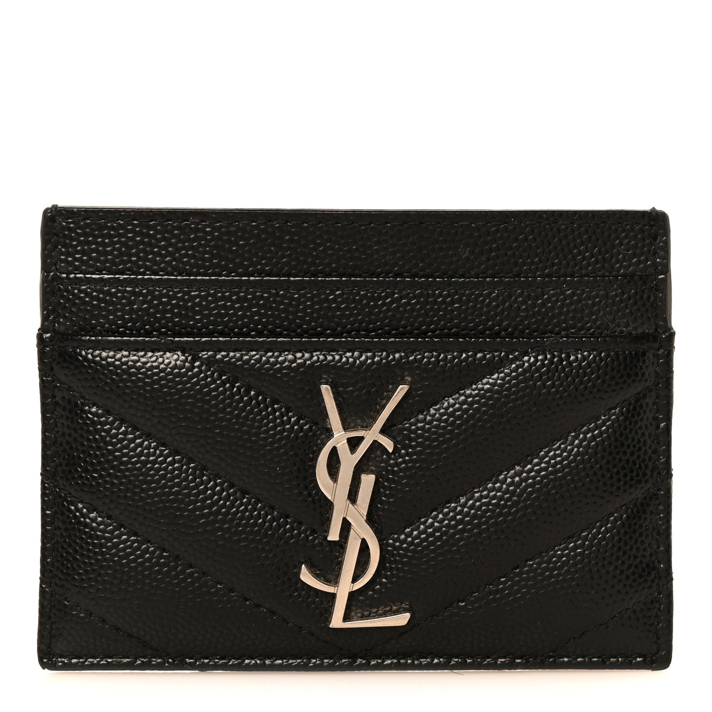 Grain De Poudre Matelasse Chevron Monogram Credit Card Case Black