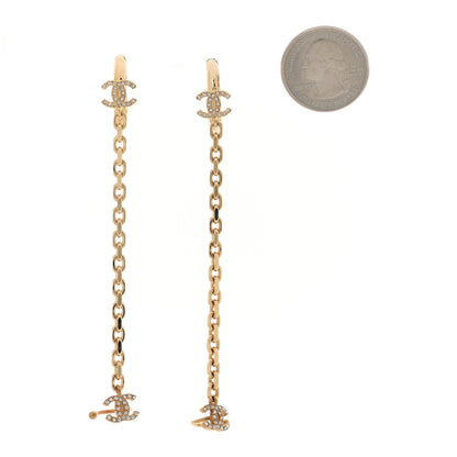 Chanel Crystal Chain CC Climber Earrings Gold 2 of 5