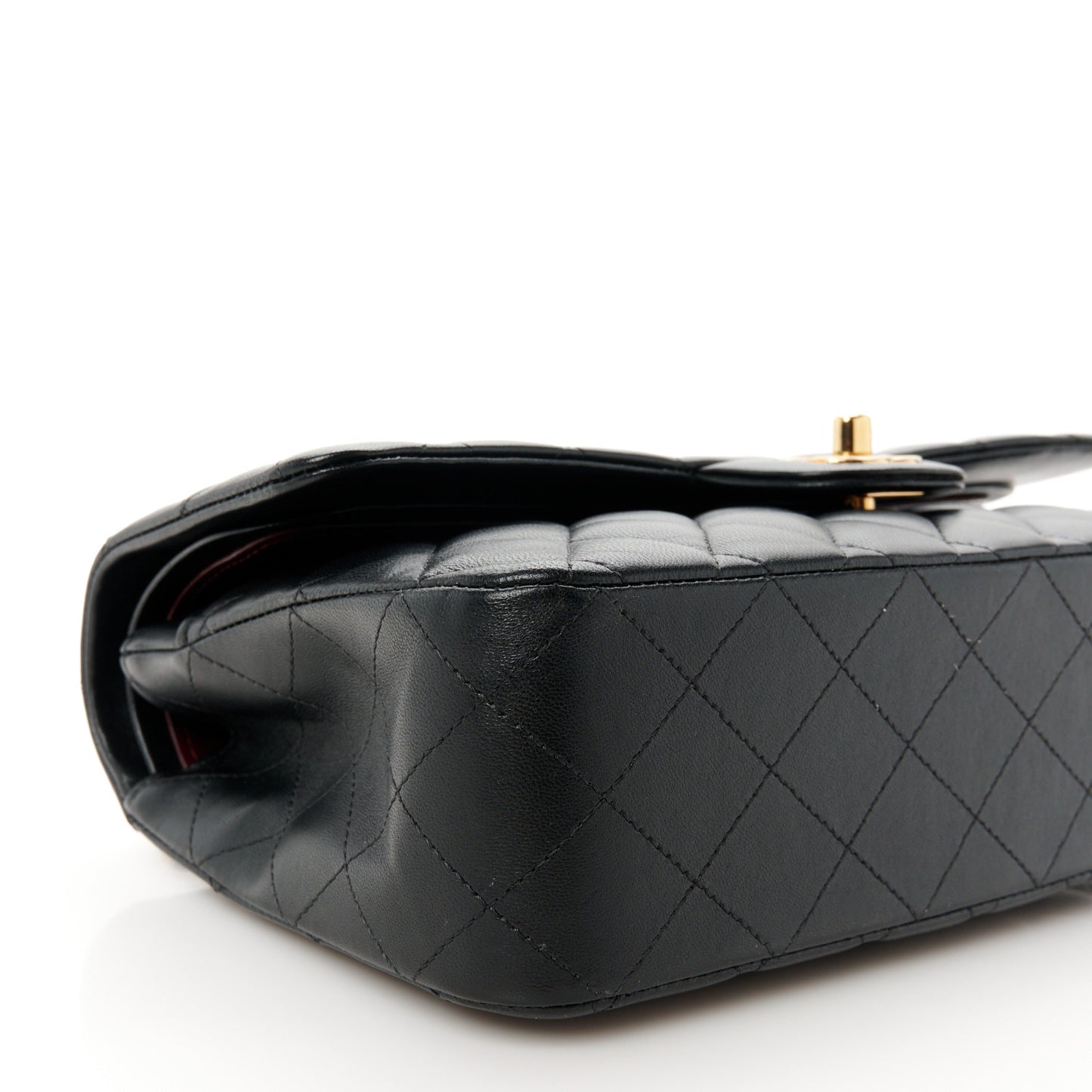 Lambskin Quilted Medium Double Flap Black