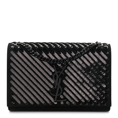 Saint Laurent Suede Sequin Small Classic Monogram Kate Satchel Black 1 of 11