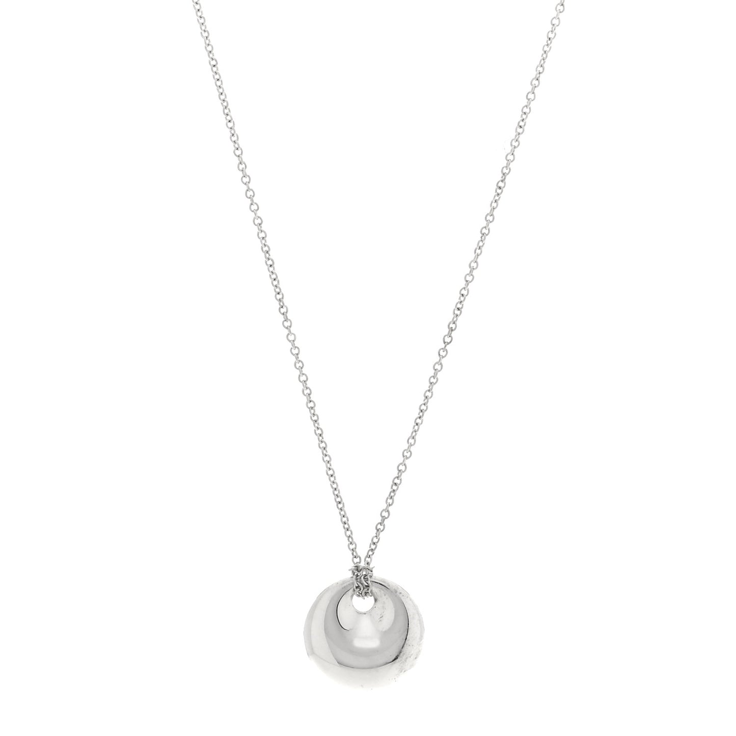 Sterling Silver Elsa Peretti Round Disc Pendant Necklace