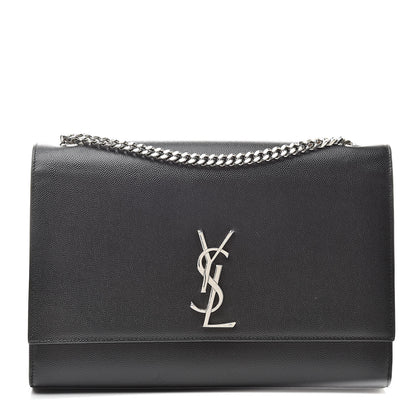 Saint Laurent Grain De Poudre Large Classic Monogram Kate Satchel Black 1 of 10