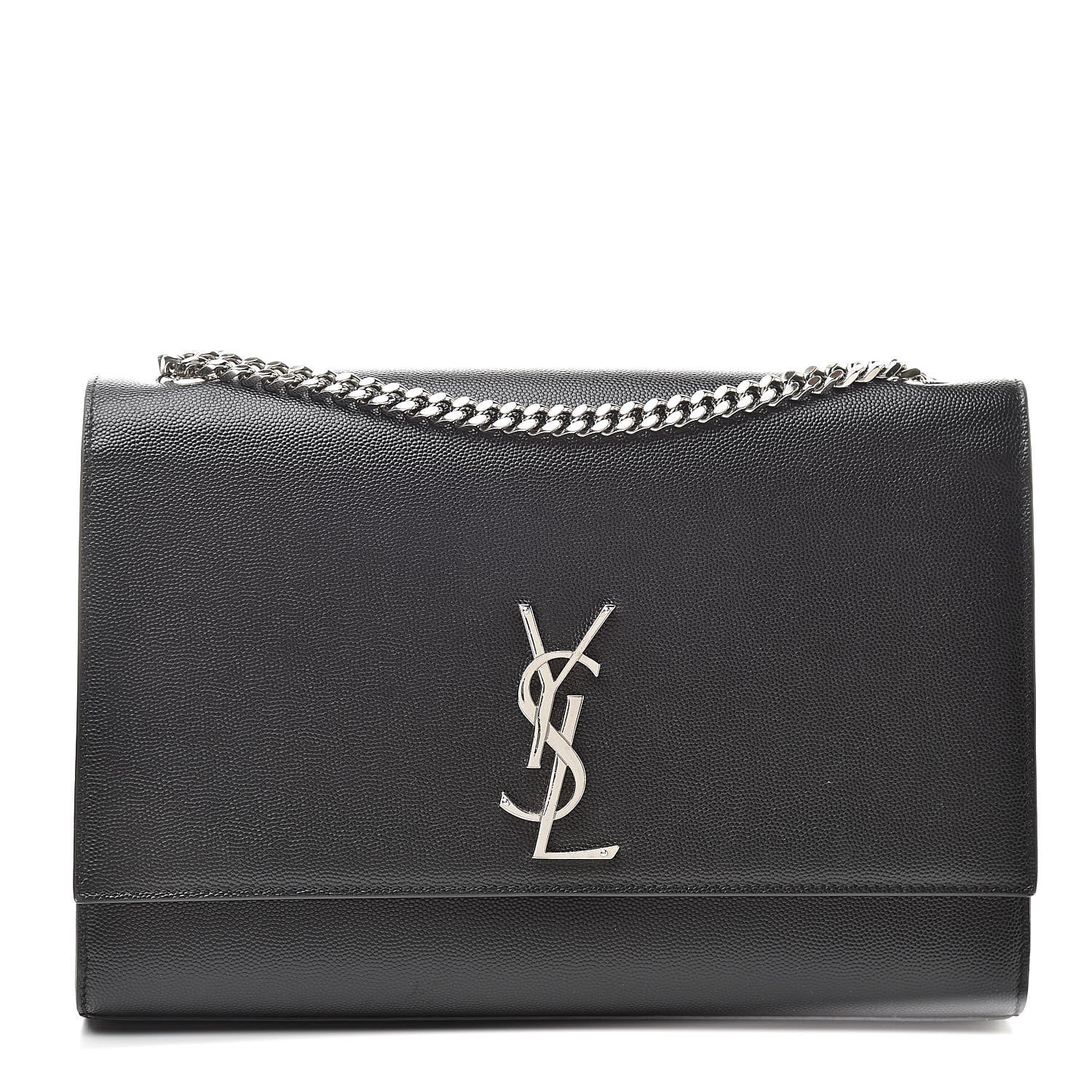 Saint Laurent Grain De Poudre Large Classic Monogram Kate Satchel Black 1 of 10
