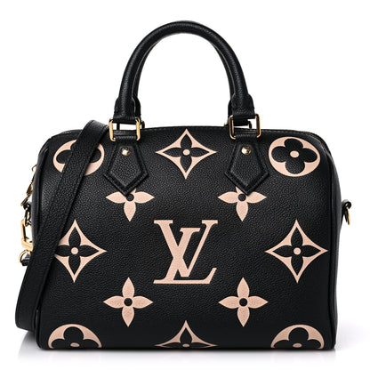 Louis Vuitton Empreinte Monogram Giant Speedy Bandouliere 25 Black Beige 1 of 9