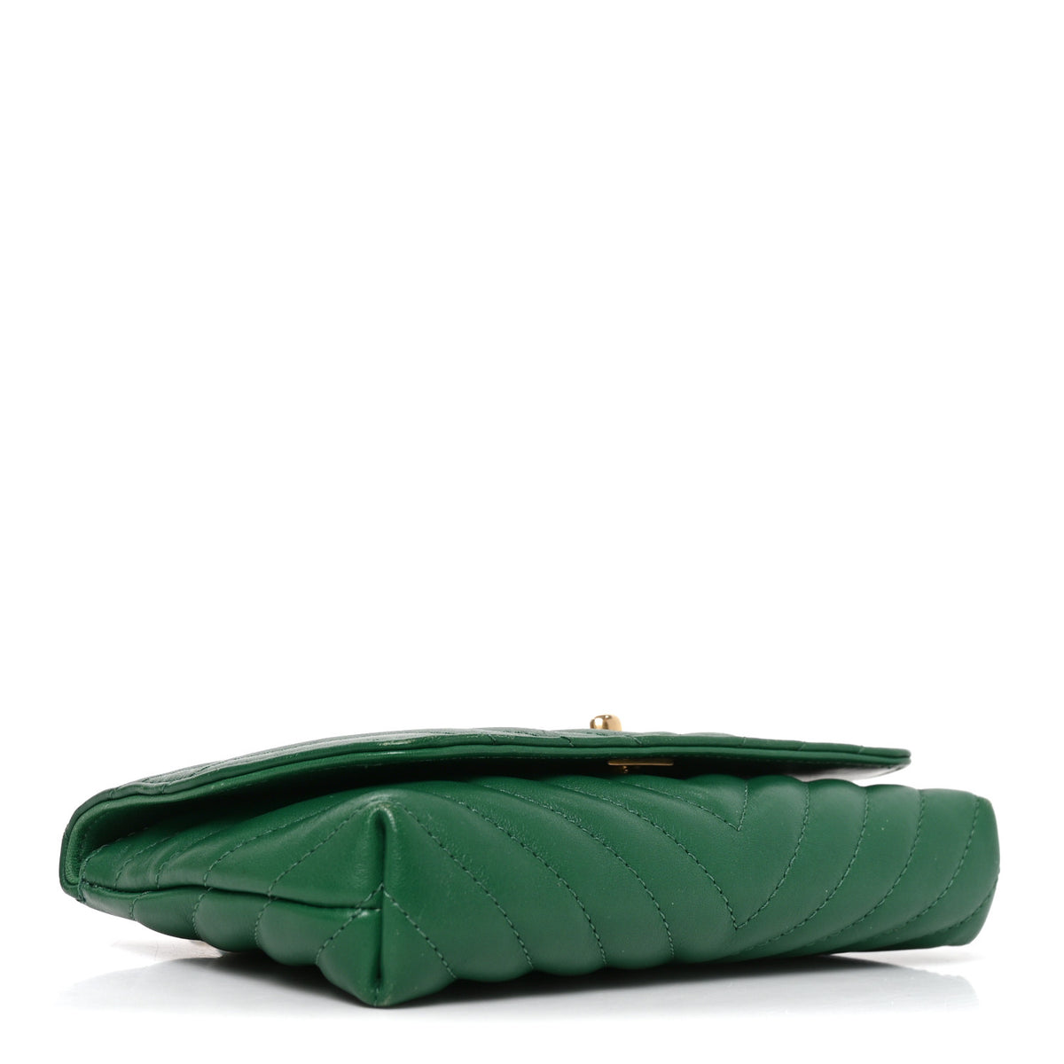 Lambskin Chevron Quilted East West Flap Green
