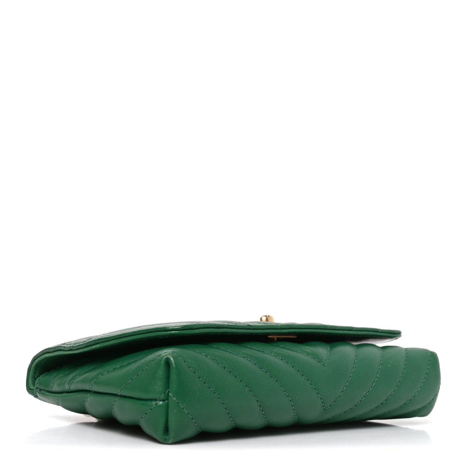 Chanel Lambskin Chevron Quilted East West Flap Green 3 of 9
