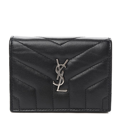 Saint Laurent Lambskin Y Quilted Monogram Loulou Flap Wallet Black 1 of 7