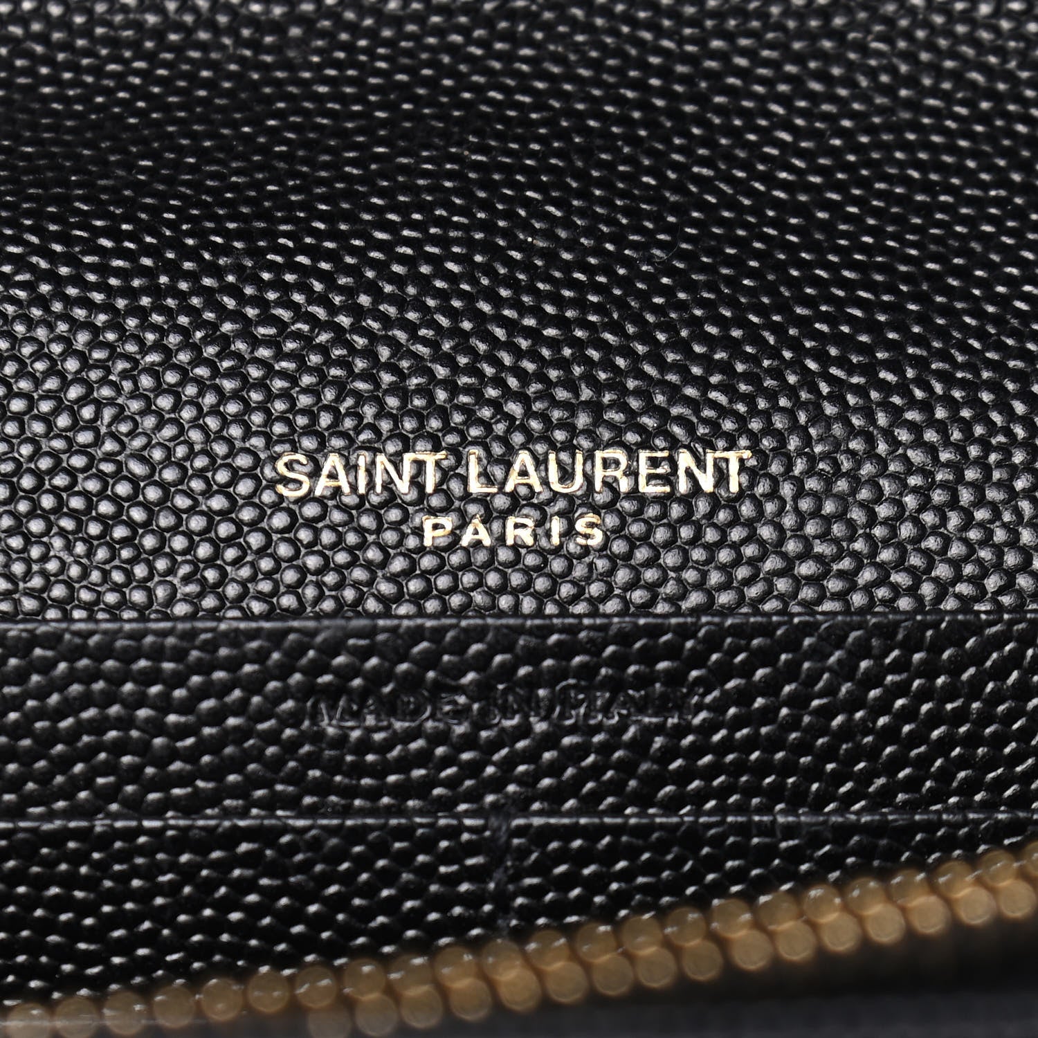 Saint Laurent Grain De Poudre Matelasse Chevron Monogram Chain Wallet Black 5 of 10