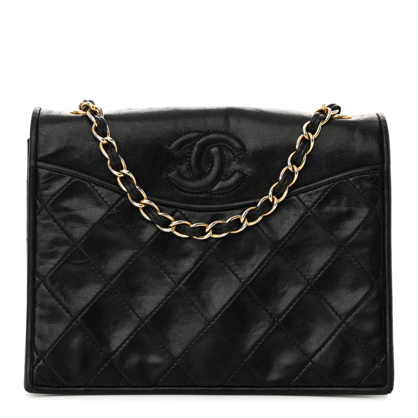 Lambskin Quilted CC Small Single Flap Black