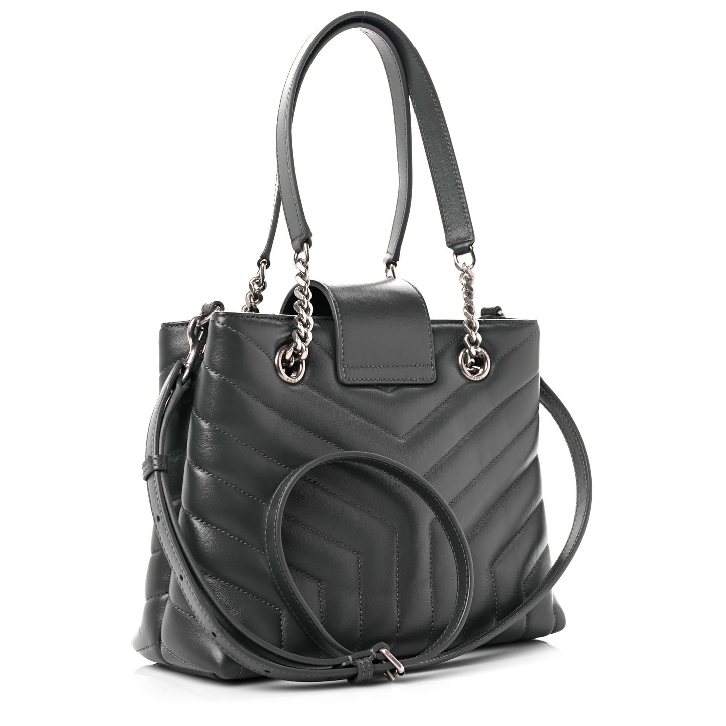 Calfskin Y Quilted Monogram Small Loulou Shopper Grey