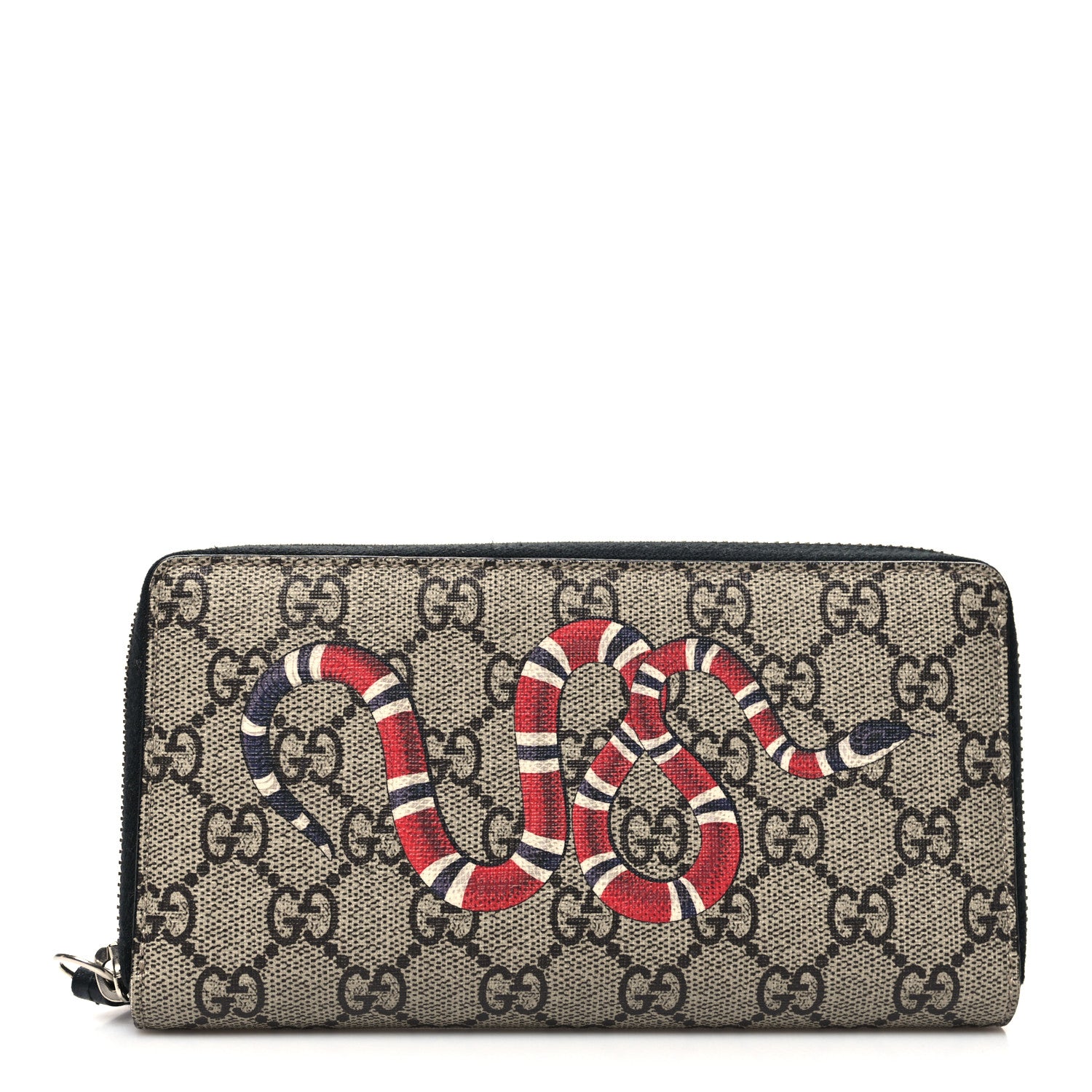 Gucci GG Supreme Monogram Kingsnake Zip Around Wallet Black 1 of 9
