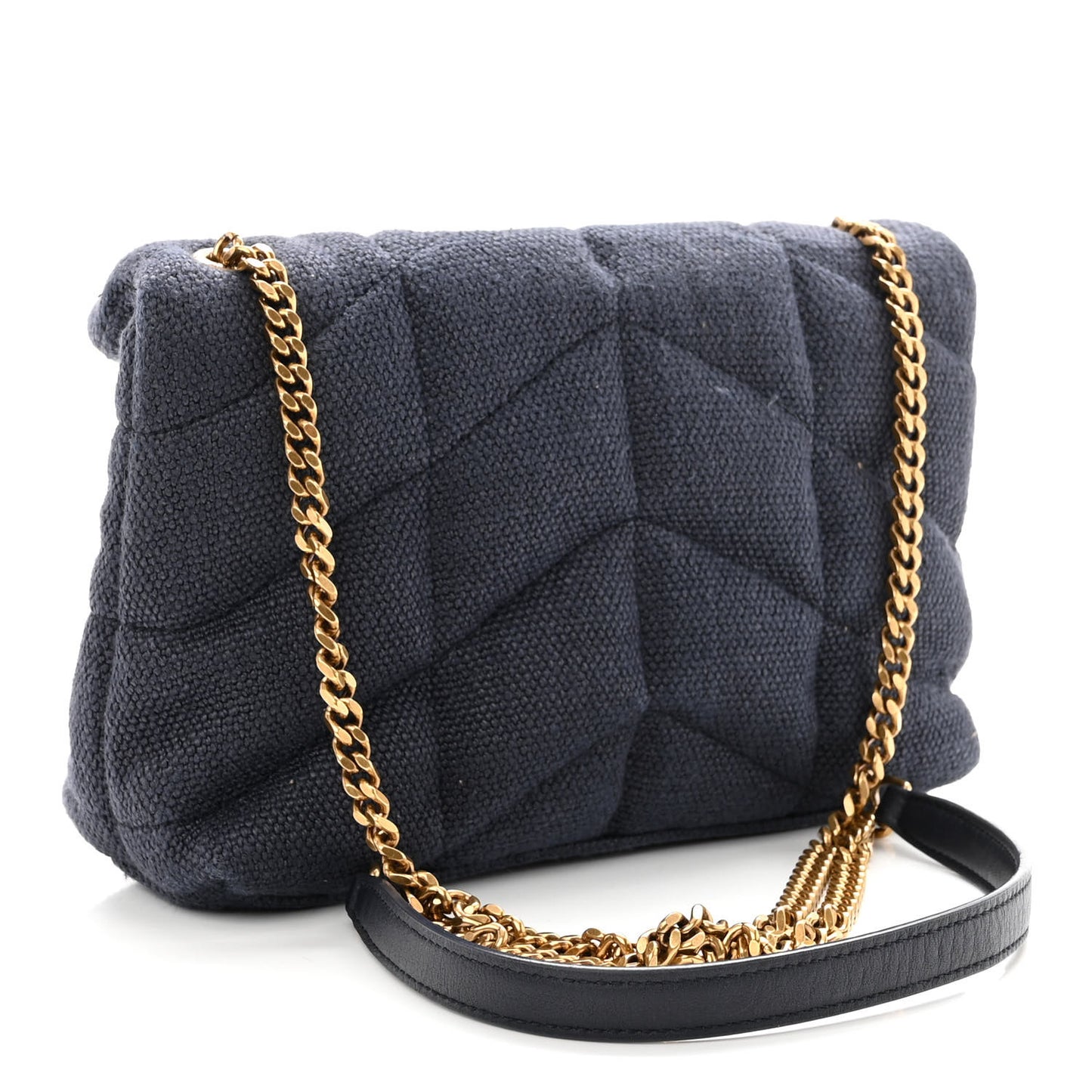 Canvas Quilted Toy Loulou Puffer Monogram Chain Satchel Deep Marine