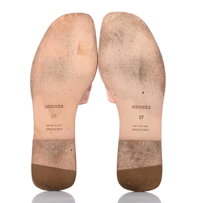Hermes Ostrich Oran Sandals 37 Rose Bubinga 5 of 8