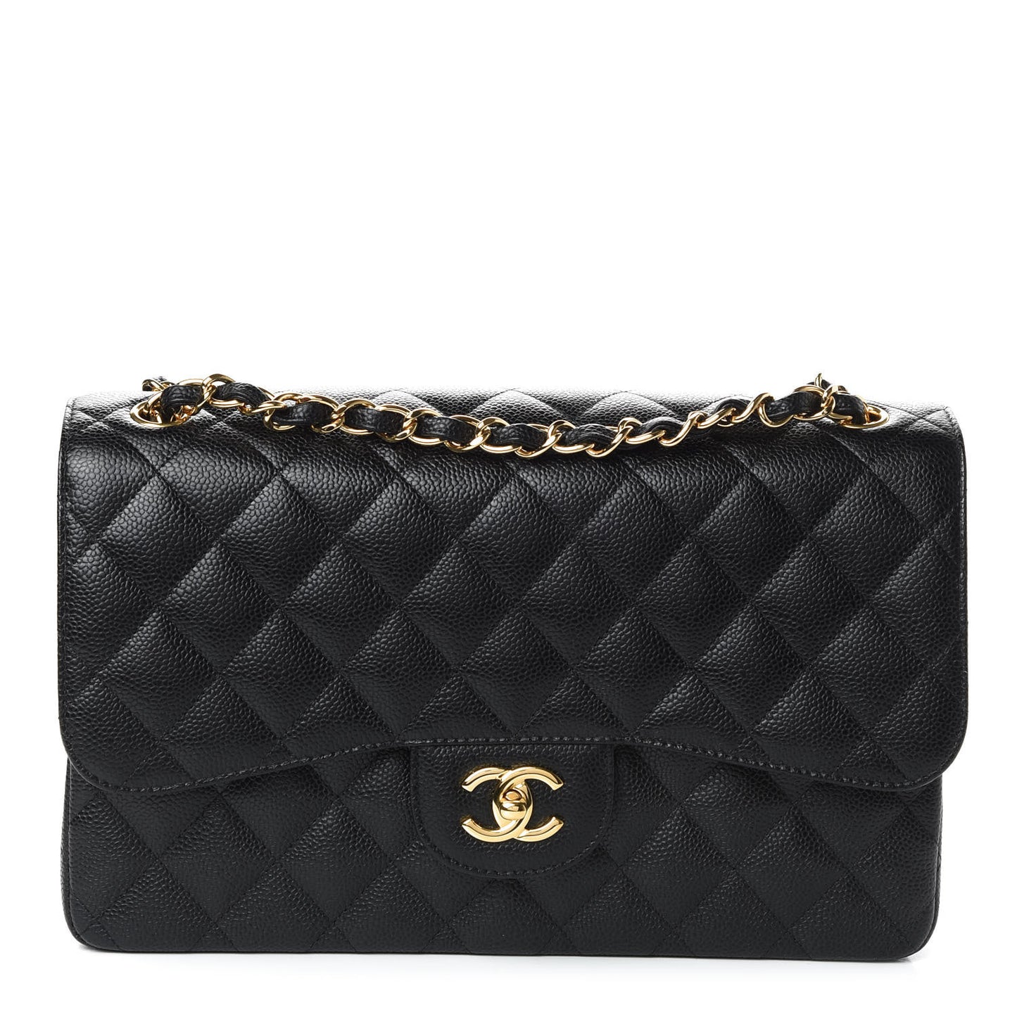 Caviar Quilted Jumbo Double Flap Black