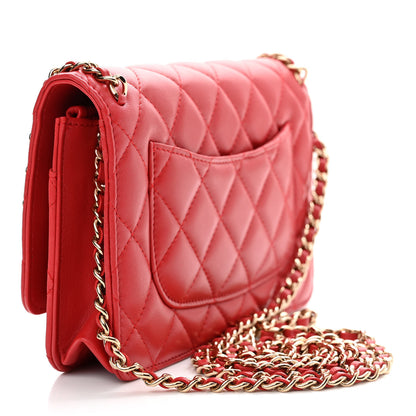 Chanel Lambskin Quilted Chain Around Wallet On Chain WOC Red 3 of 13