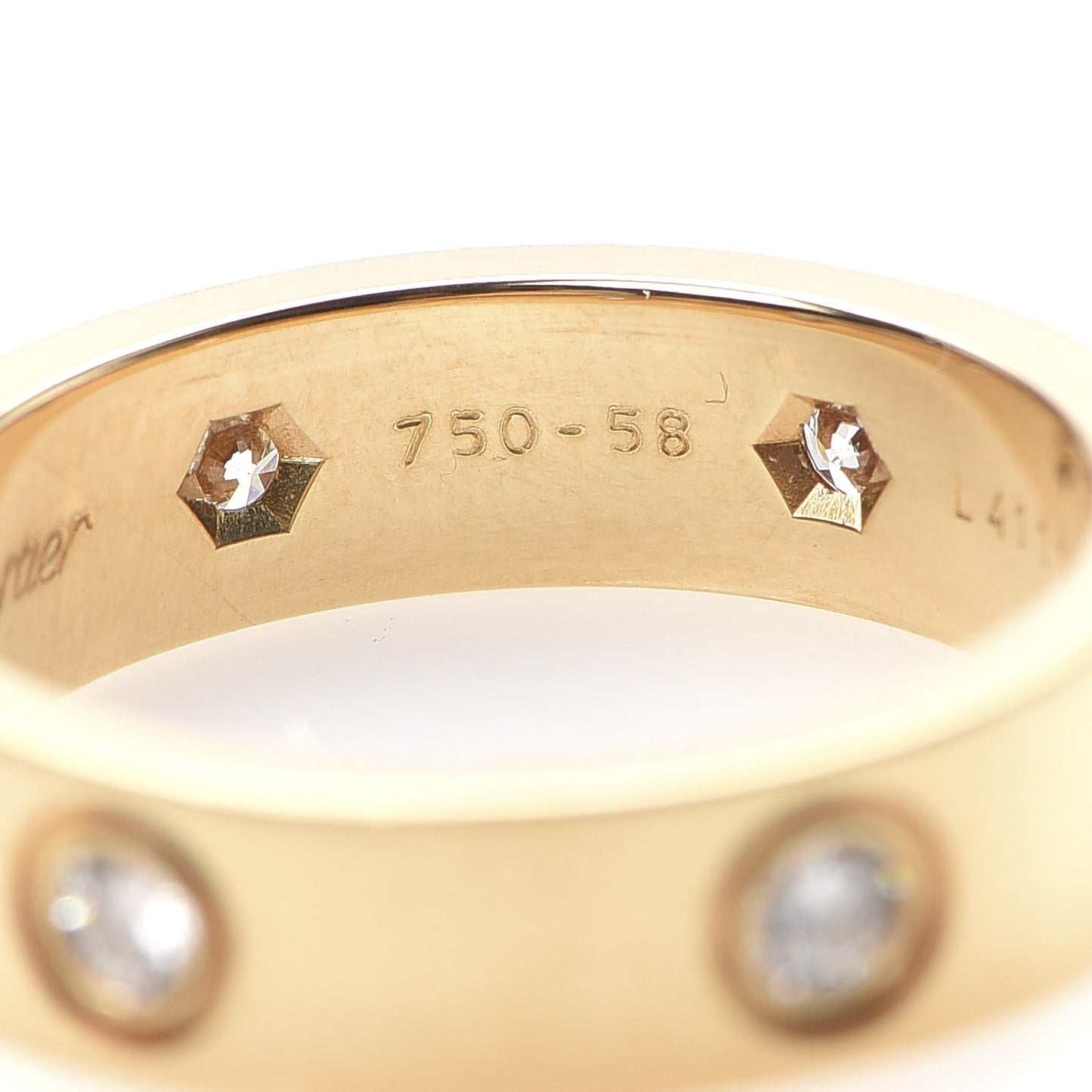 18K Yellow Gold 6 Diamond 5.5mm LOVE Ring 58 8.25