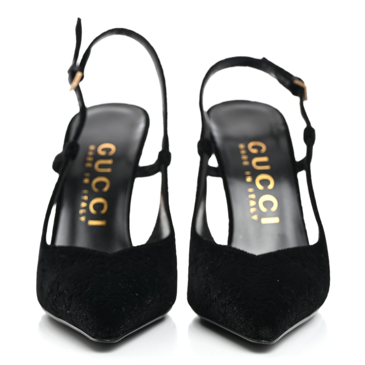 Velvet GG Monogram Slingback 115mm Pumps 37 Black