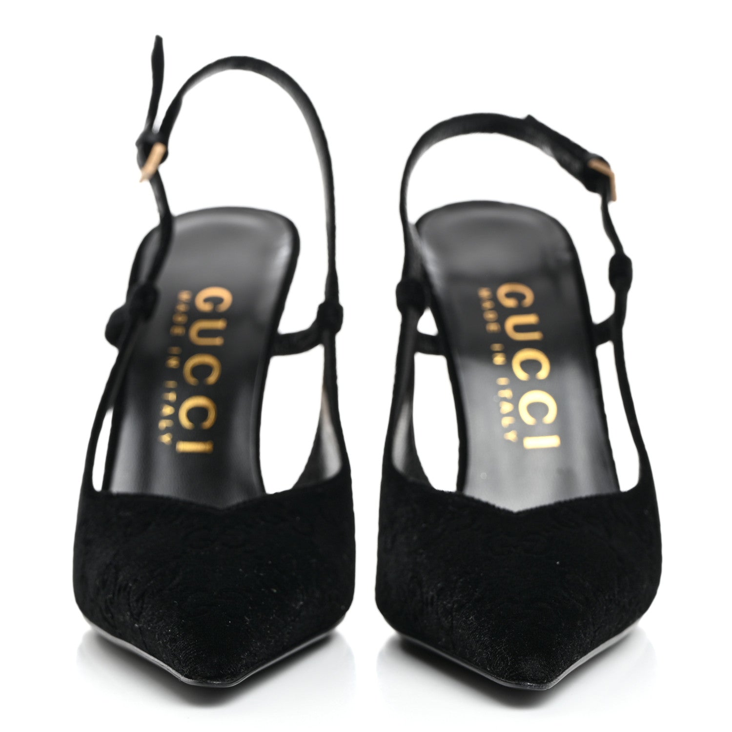 Gucci Velvet GG Monogram Slingback 115mm Pumps 37 Black 2 of 9