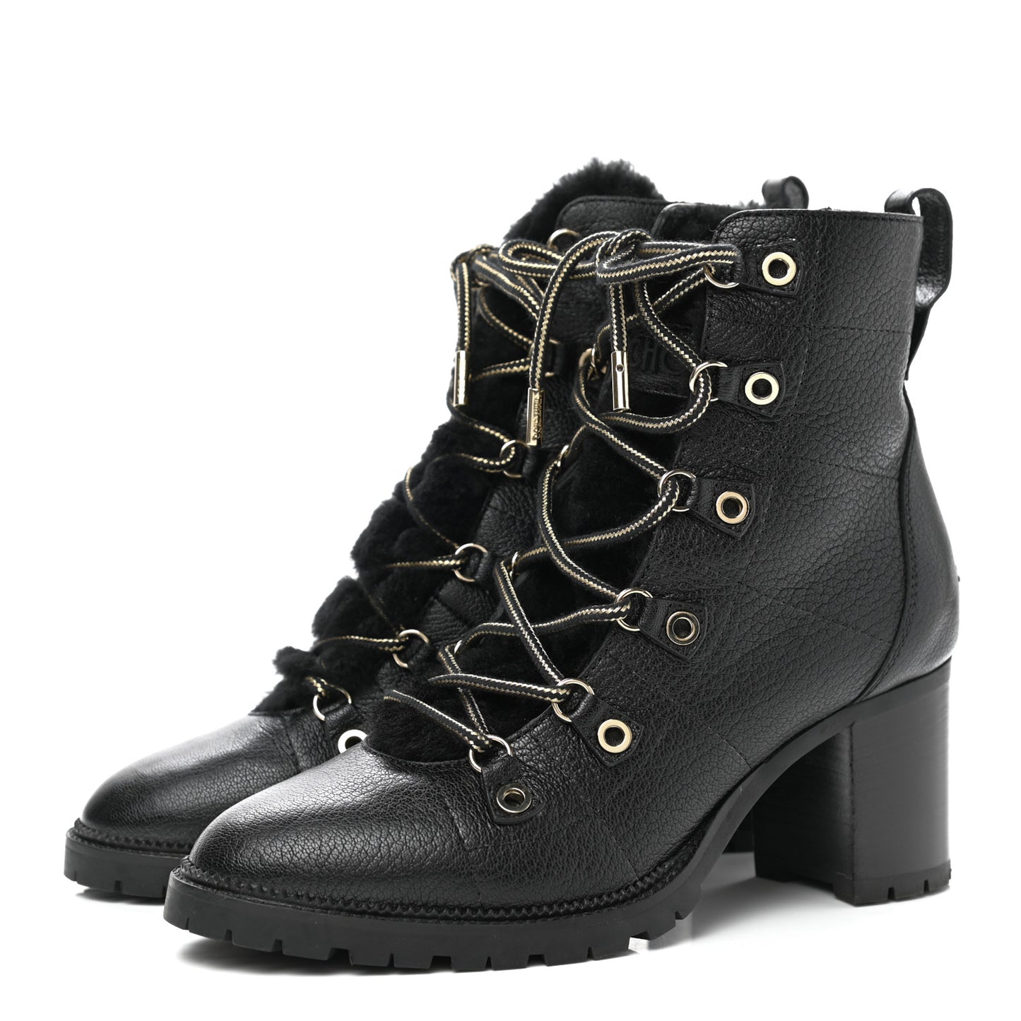 Grainy Calfskin Shearling Hillary 65 Boots 40 Black