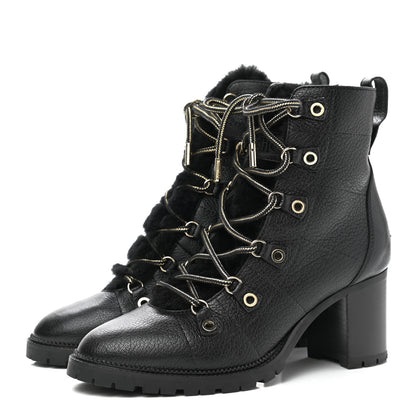 Jimmy Choo Grainy Calfskin Shearling Hillary 65 Boots 40 Black 3 of 10