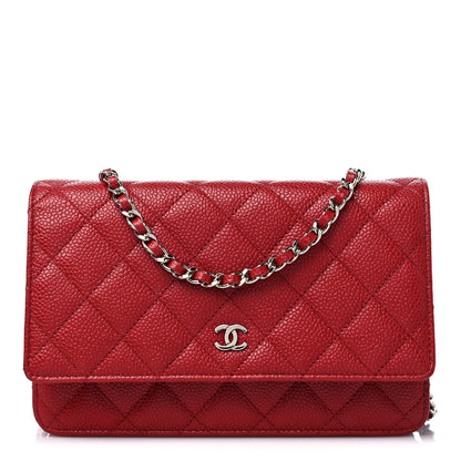 Chanel Caviar Quilted Wallet on Chain WOC Dark Red 1 of 14