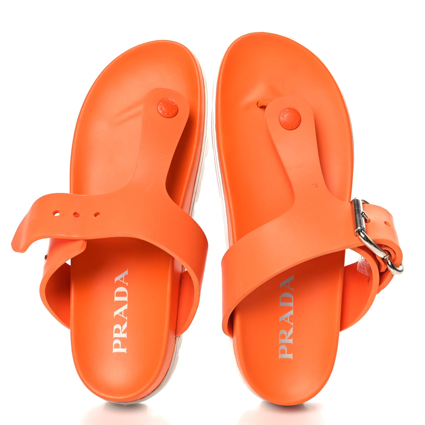 EVA Rubber Buckled Lug Sole 20mm Thong Sandals 39 Papaya