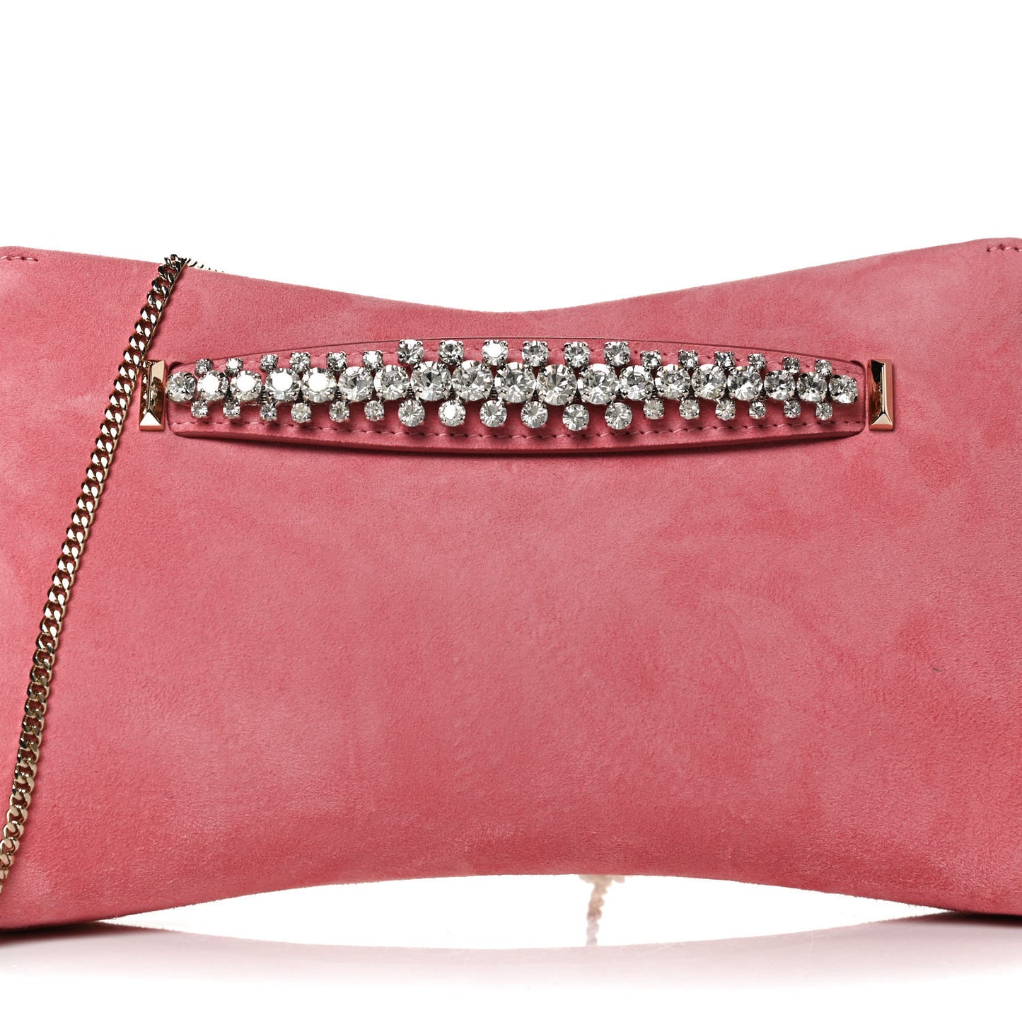Suede Crystal Embellished Venus Clutch Pink