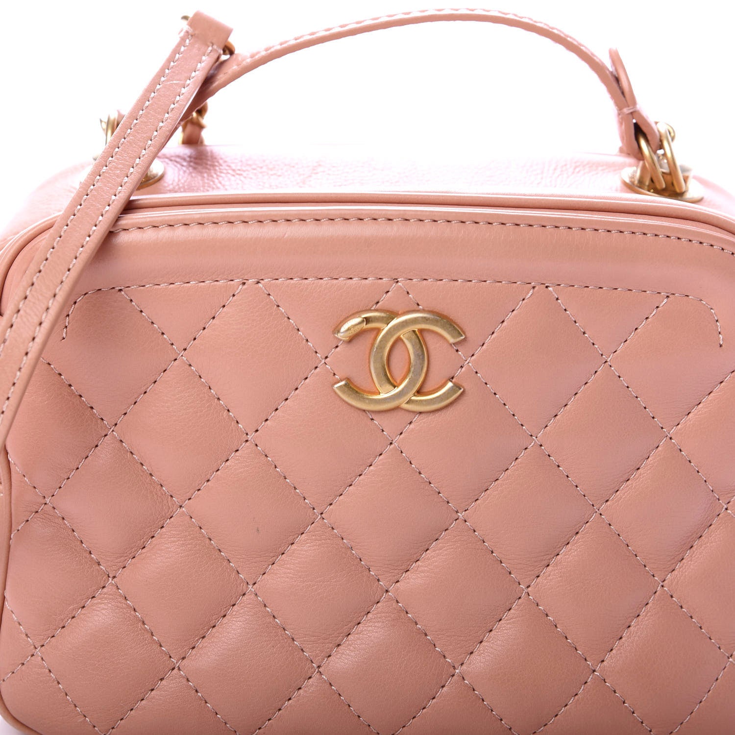 Chanel Calfskin Quilted CC Small Vanity Case Dark Beige 9 of 9