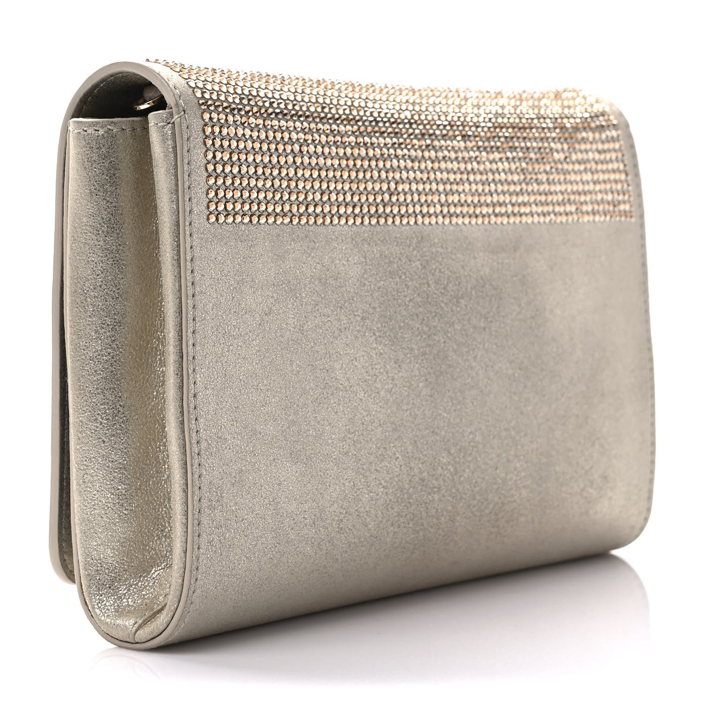 Suede Palazzo Crystal Chain Evening Bag Gold