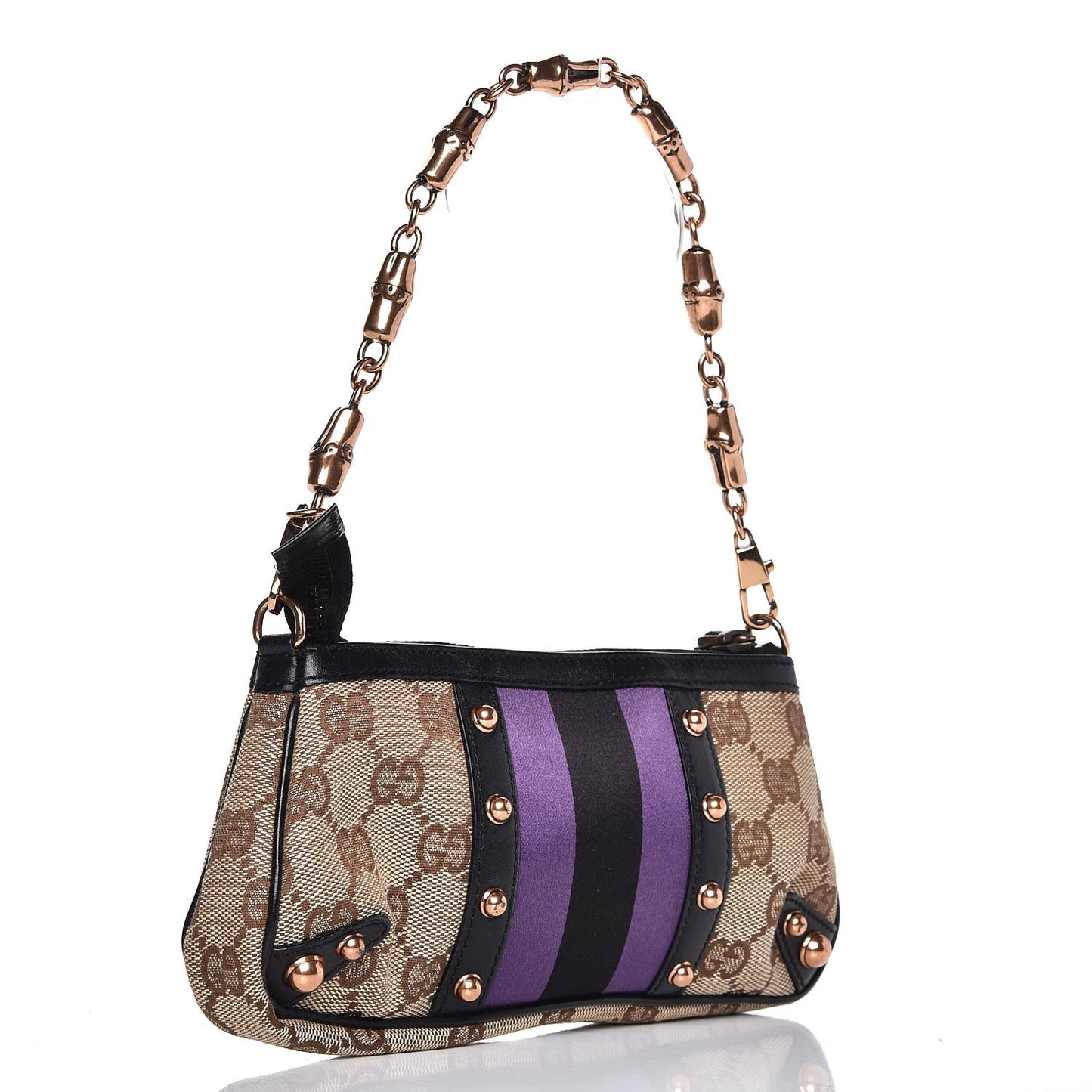 Monogram Web Studded Chain Clutch Purple