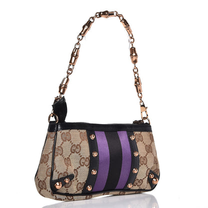Gucci Monogram Web Studded Chain Clutch Purple 4 of 8