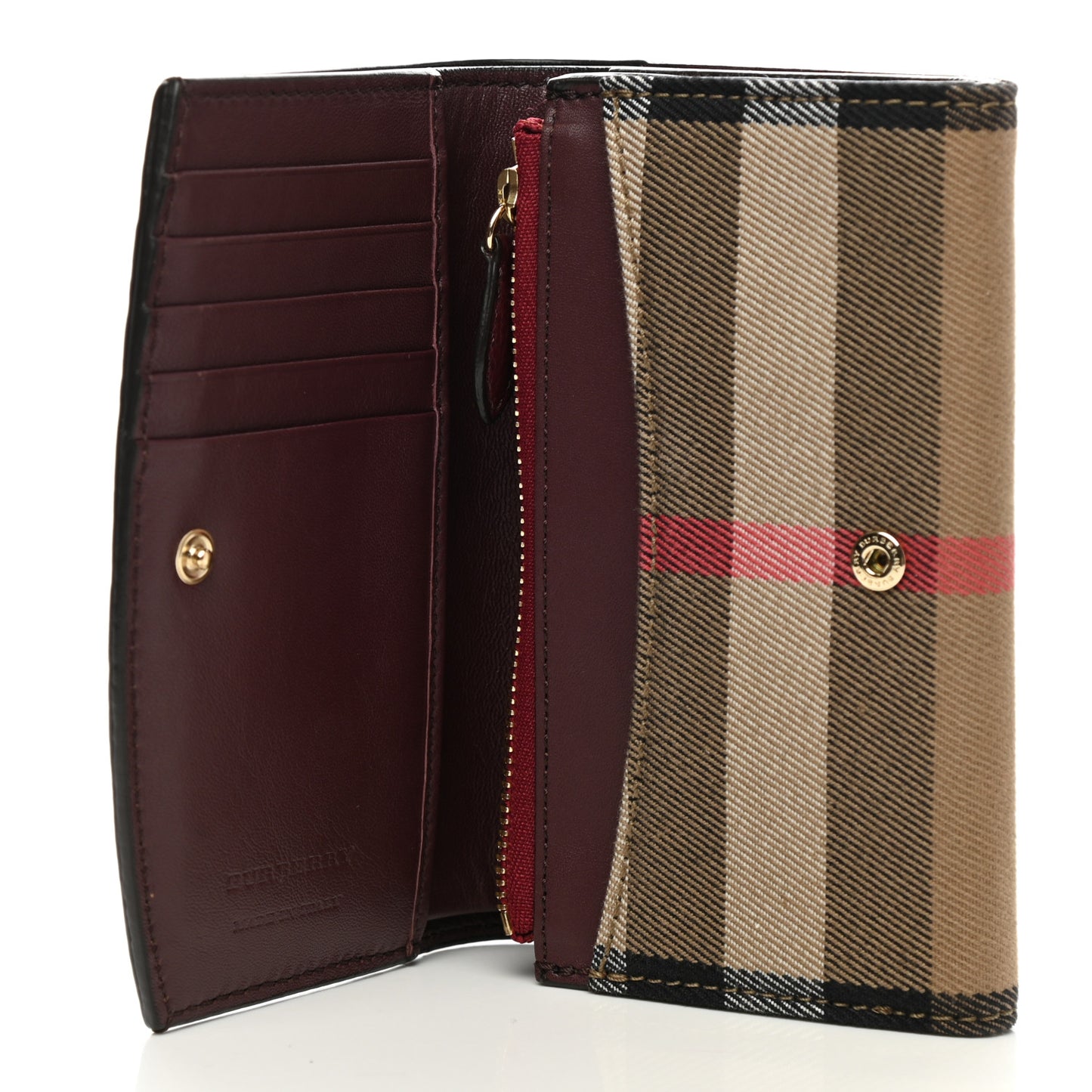 House Check Wallet Burgundy