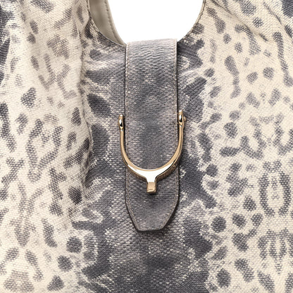 Gucci Calfskin Animalier Karung Printed Large Soft Stirrup Shoulder Bag Gray 8 of 10
