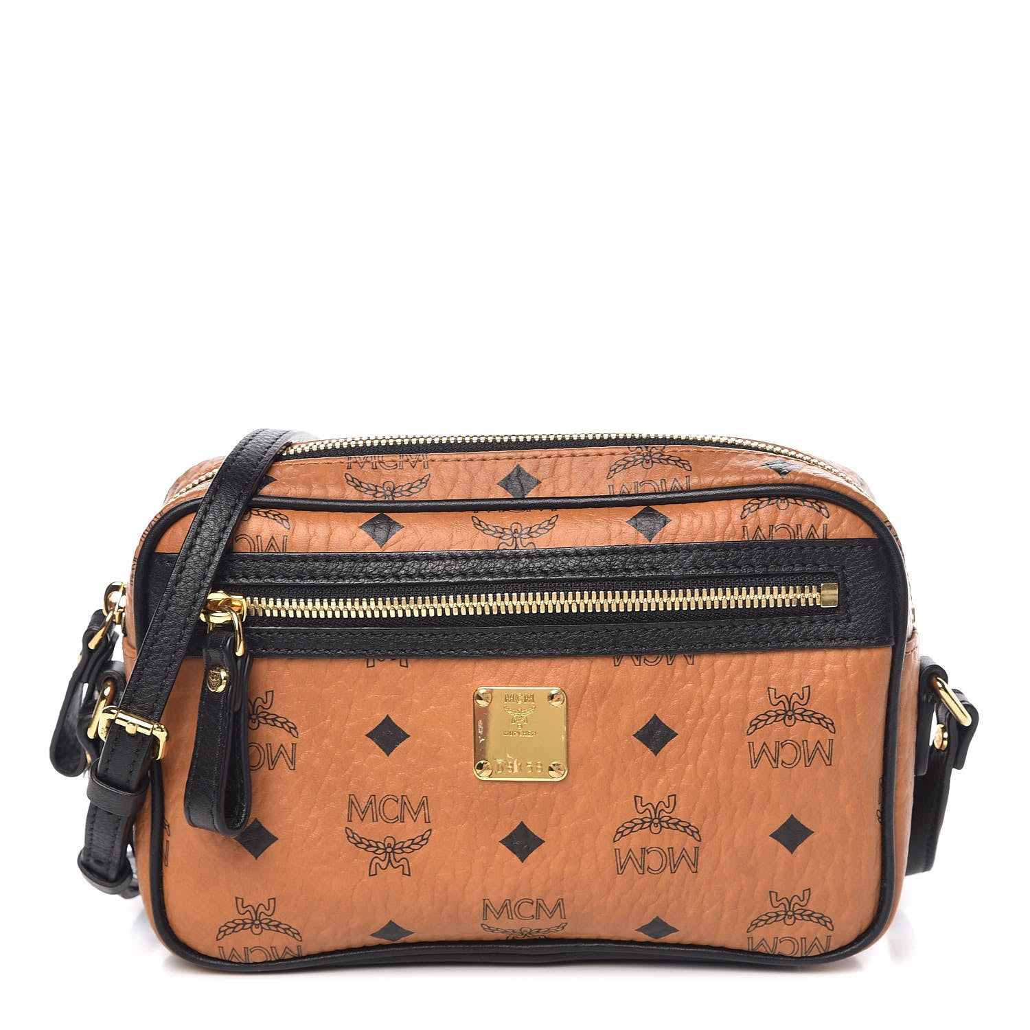 MCM Visetos Small Crossbody Bag Cognac Black 1 of 11