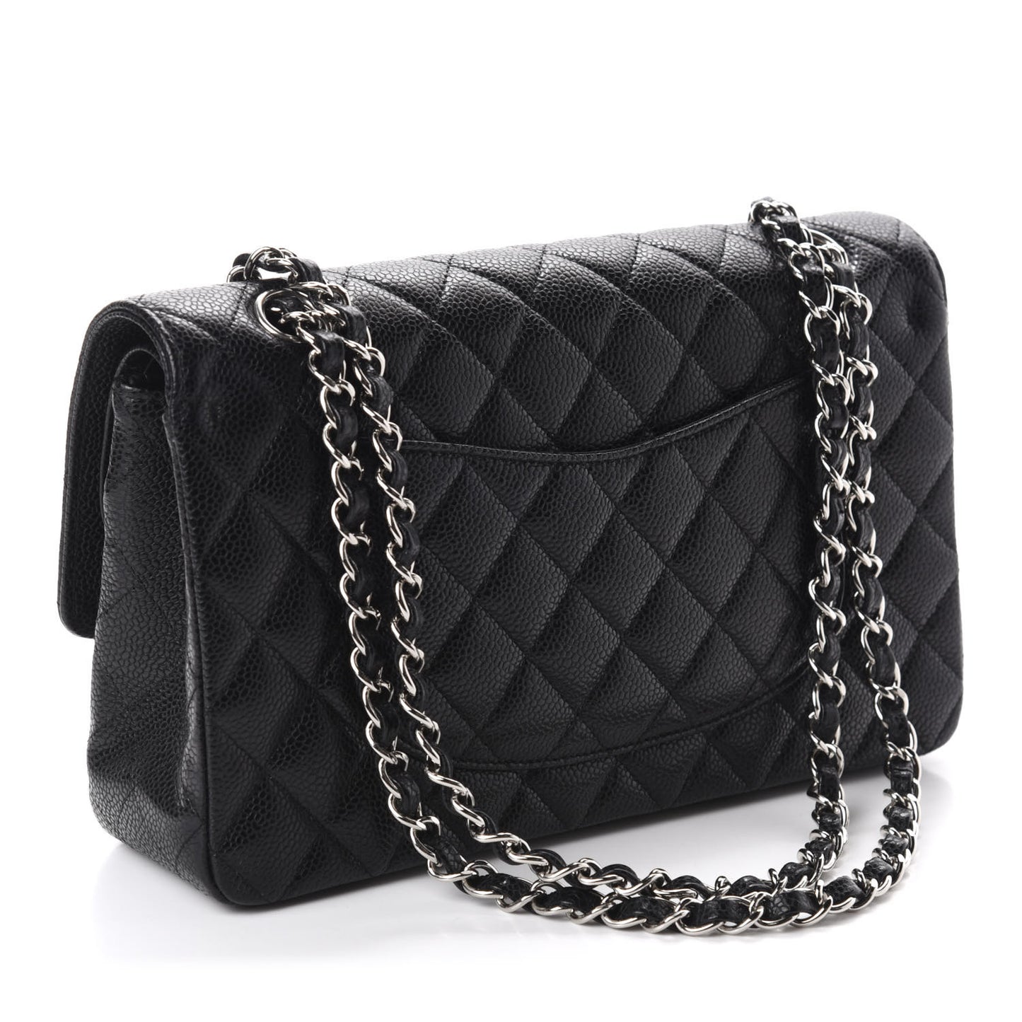 Caviar Quilted Medium Double Flap Black