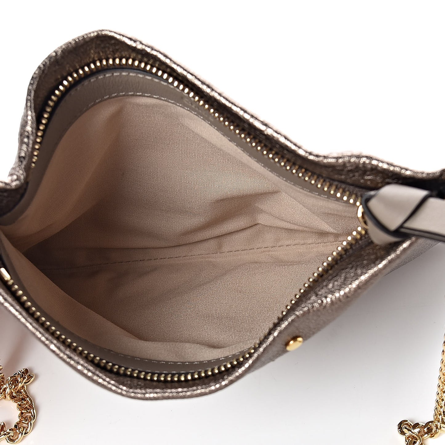 Metallic Calfskin Mini Roy Chain Pouch Gold