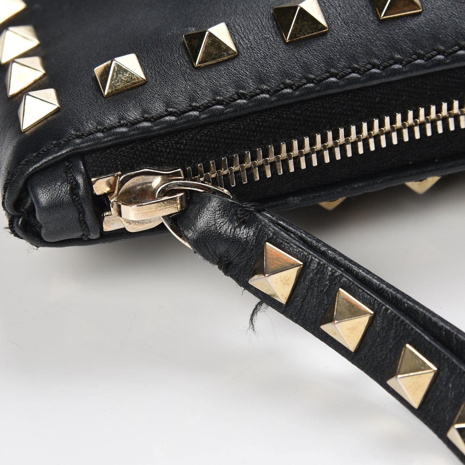 Valentino Garavani Vitello Large Rockstud Zip Wristlet Pouch Black 8 of 8
