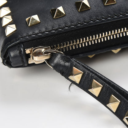 Valentino Garavani Vitello Large Rockstud Zip Wristlet Pouch Black 8 of 8