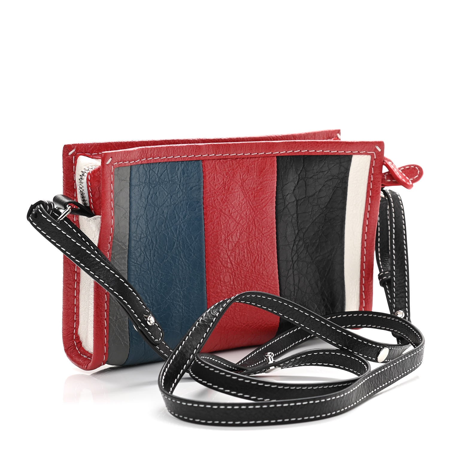 Balenciaga Agneau Arena Multicolore Bazar Strap Clutch Grey White Black Red Blue 3 of 10