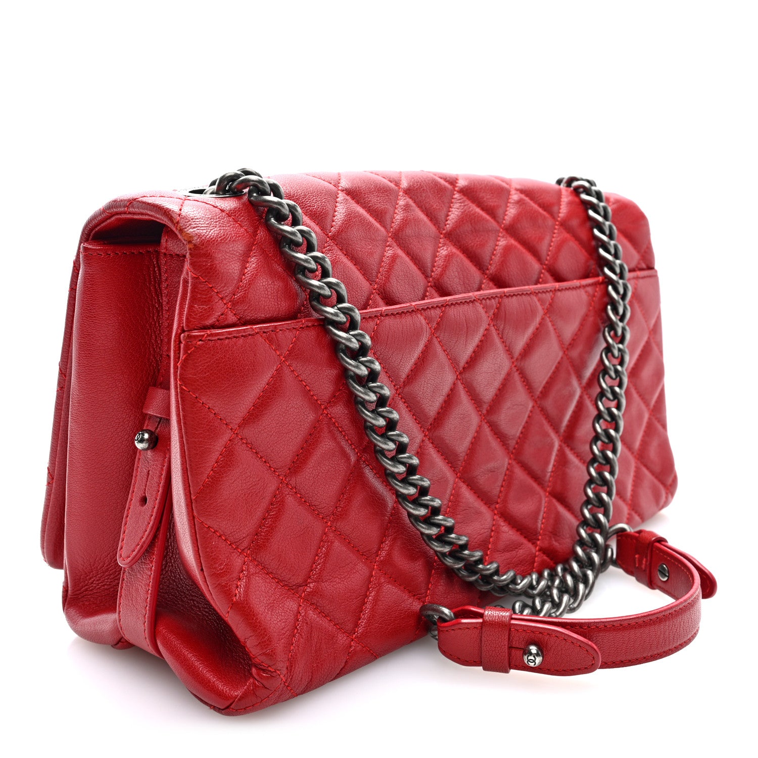 Chanel Goatskin Quilted Large City Rock Flap Red 3 of 10