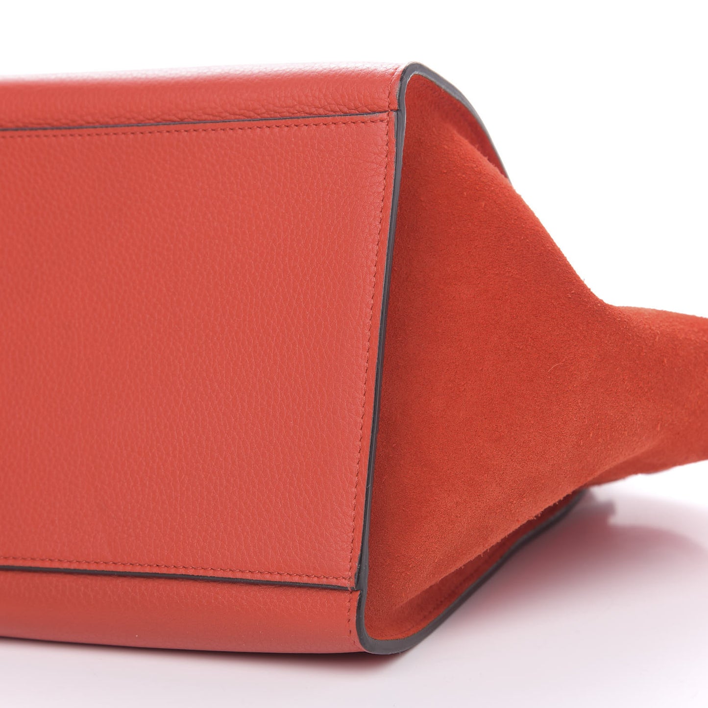 Drummed Calfskin Suede Small Trapeze Vermillion