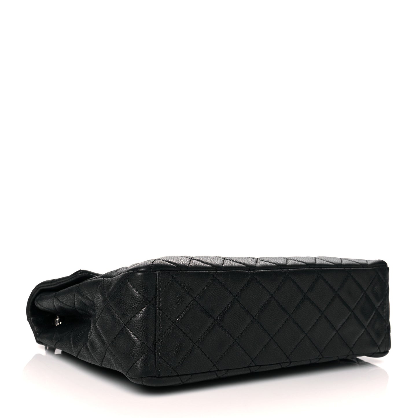 Washed Caviar Quilted Maxi Single Flap Black
