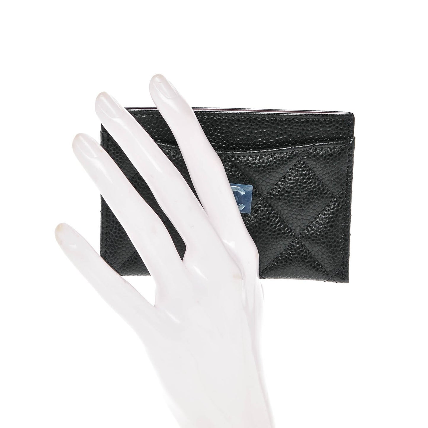 Caviar Quilted Card Holder Black