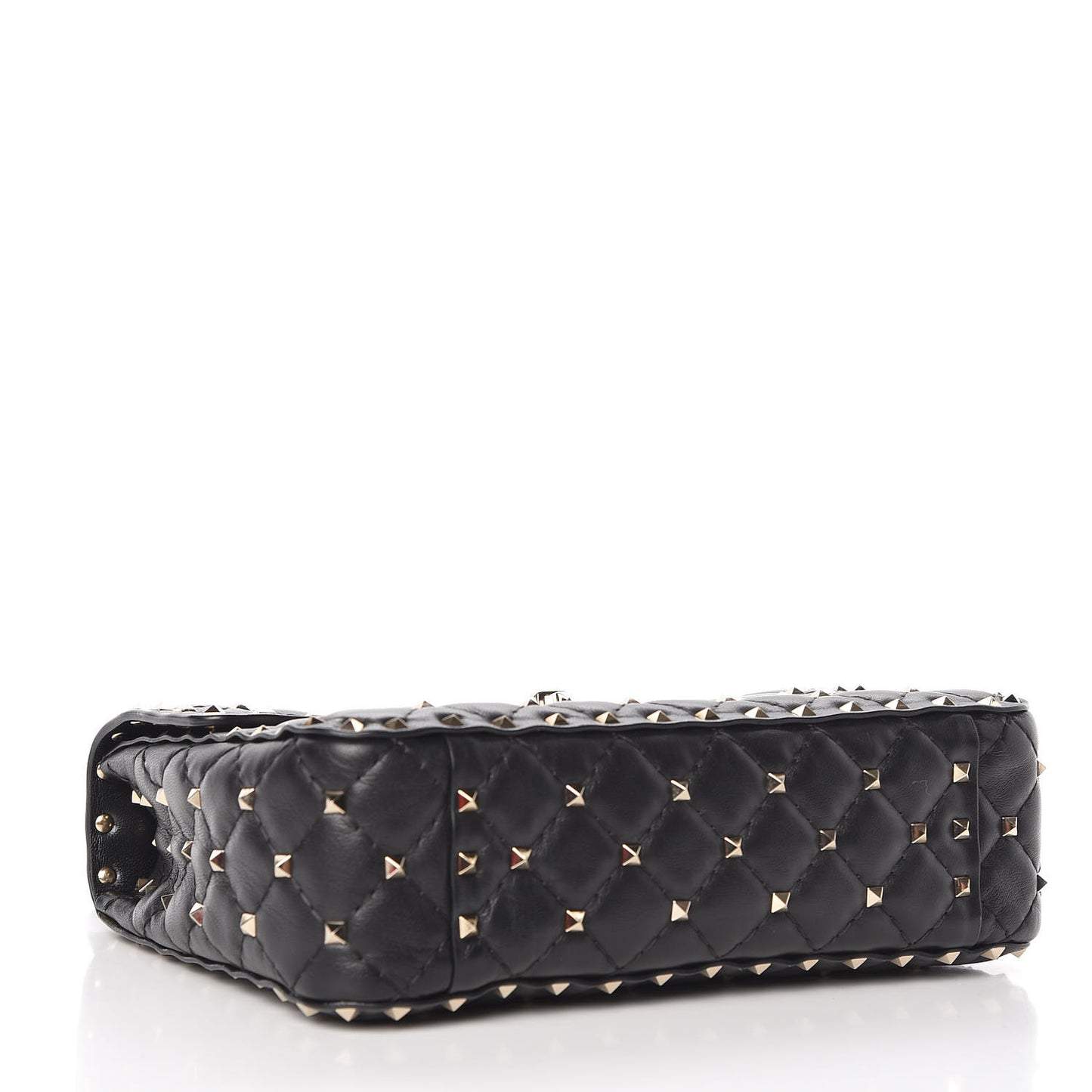 Lambskin Medium Rockstud Spike Shoulder Bag Black