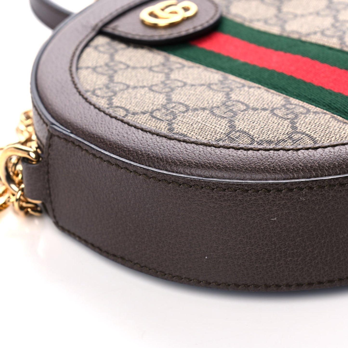 GG Supreme Monogram Web Mini Ophidia Round Shoulder Bag Brown