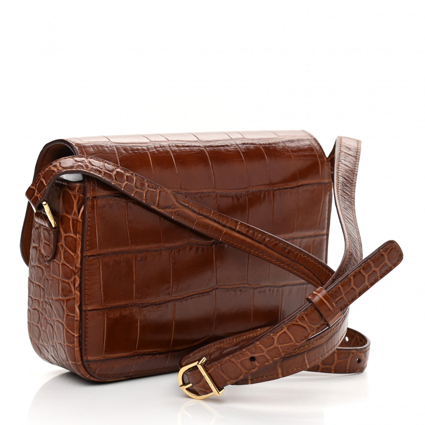 Calfskin Crocodile Embossed Medium Tassel Bag Tan