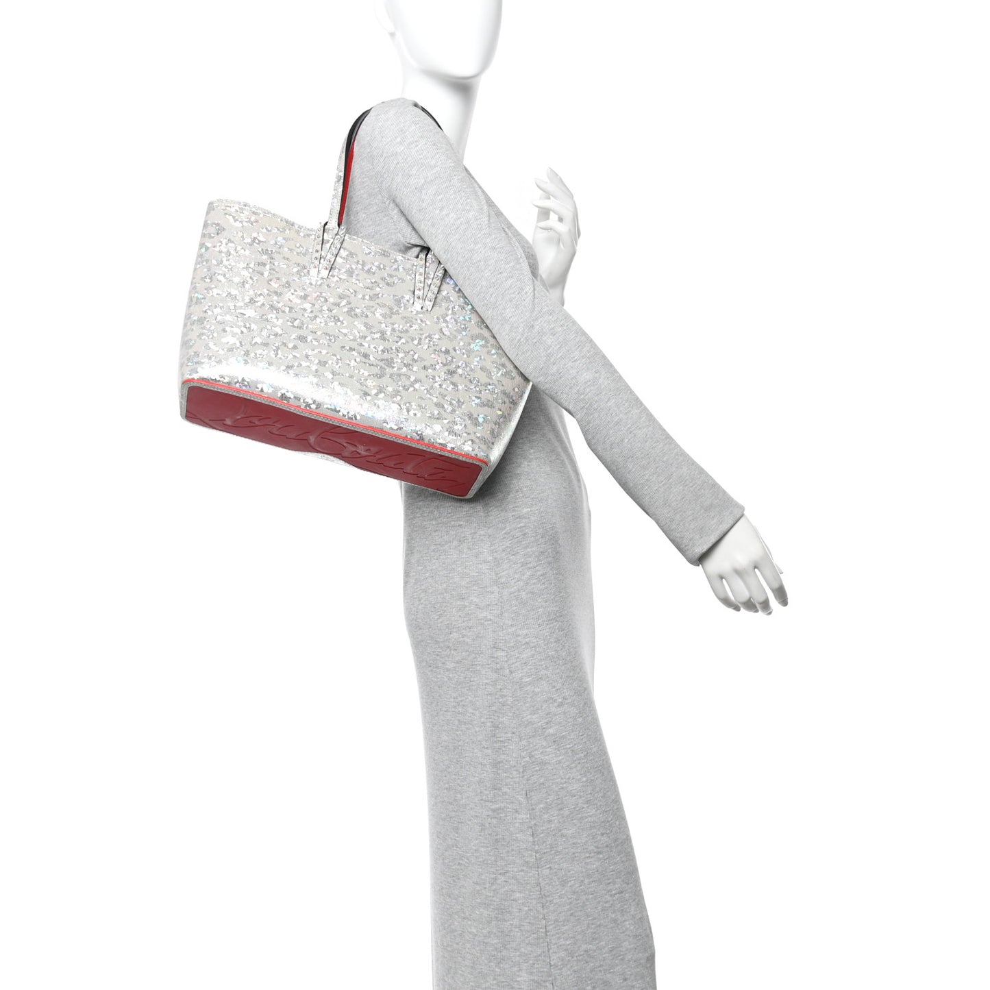 Metallic Calfskin Small Leopard Cabata Tote Silver Multicolor